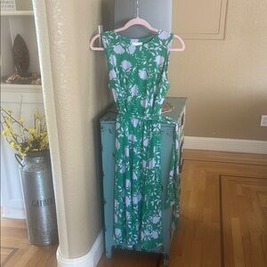Green Floral Sleeveless Dress